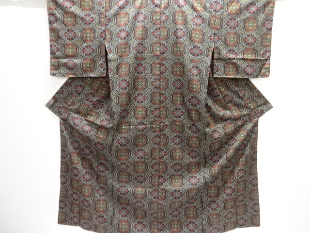 JAPANESE KIMONO / NISHIJIN DENSHO TSUMUGI / ENSEMBLE / UNUSED / WOVEN FLOWER CREST